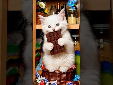 Kitten is addicted to chocolate 🍫 #cat #cute #kitten